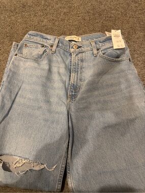 Abercrombie High rise jeans light blue with light distress